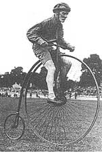Learning to ride a bicycle with an oversize front wheel is a lot more difficult than it looks.